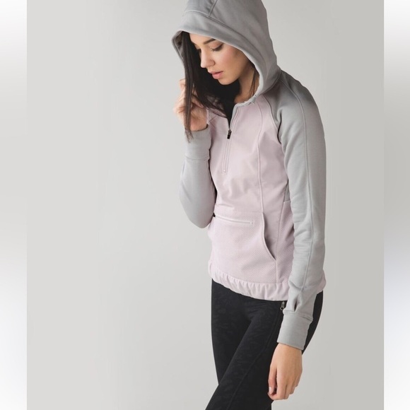 Lululemon Lets Get Visible Hoodie 10 Blush Pink Grey Slim‎ Fit Run ILuminate - Picture 8 of 9